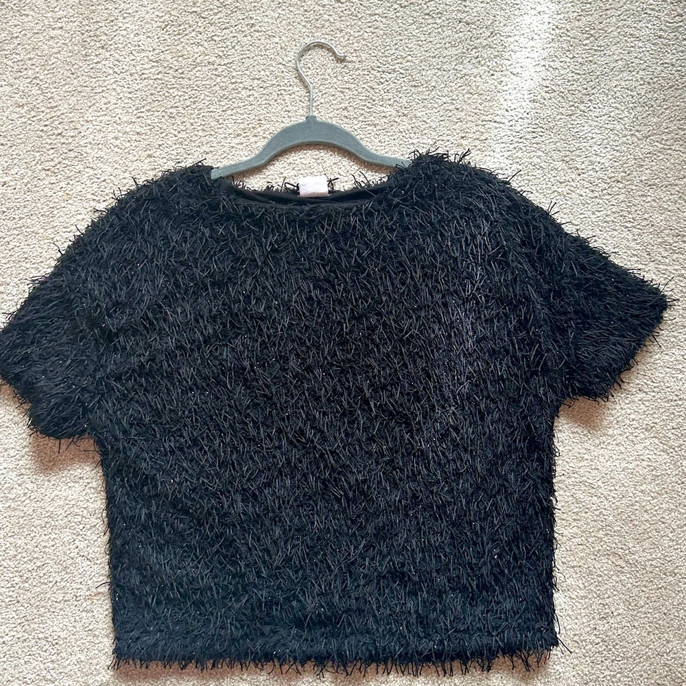 Textured black sparkle top